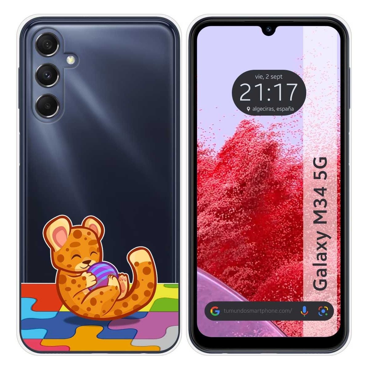 Funda Silicona Transparente para Samsung Galaxy M34 5G diseño Leopardo Dibujos