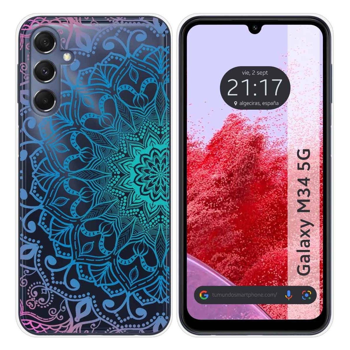 Funda Silicona Transparente para Samsung Galaxy M34 5G diseño Mandala Dibujos