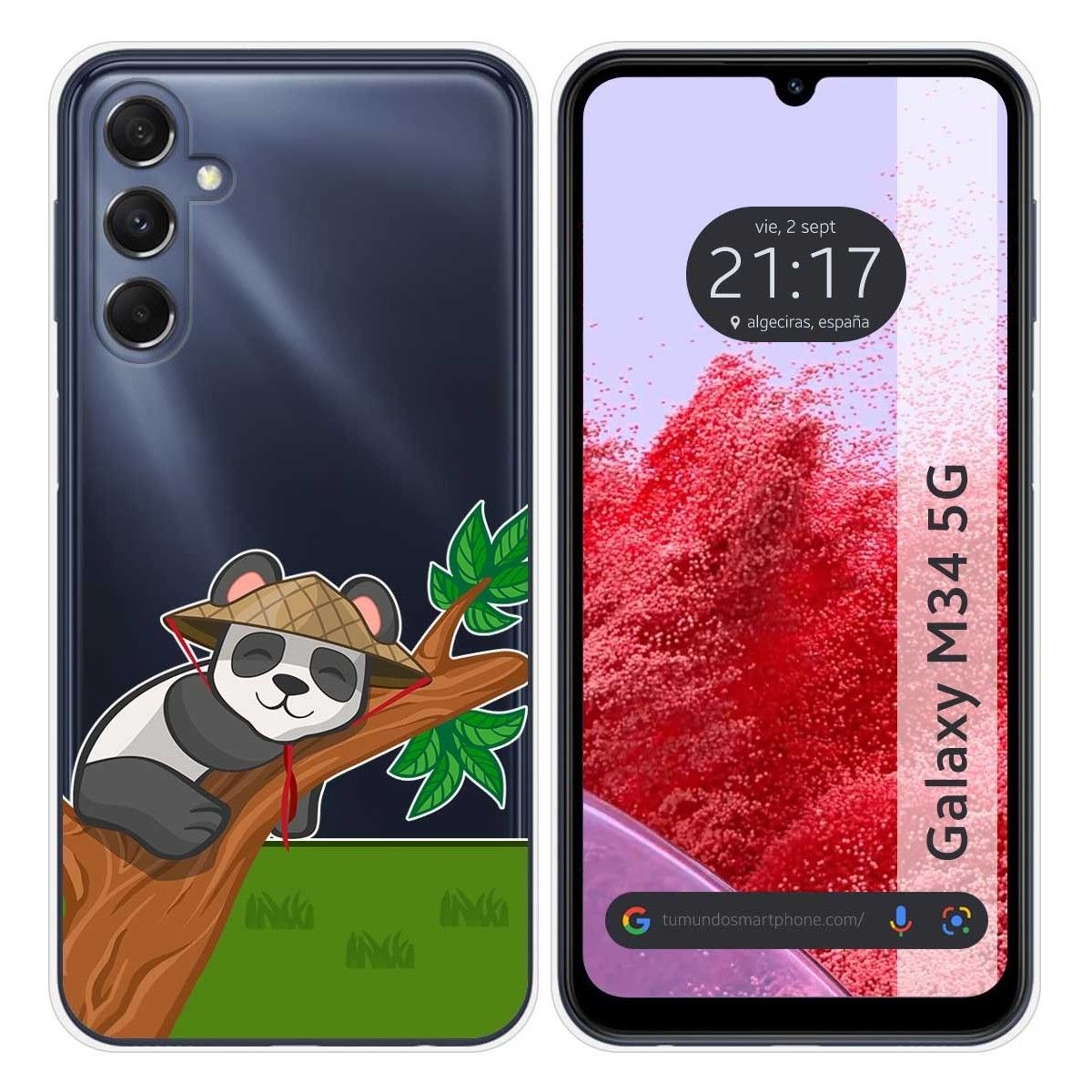 Funda Silicona Transparente para Samsung Galaxy M34 5G diseño Panda Dibujos