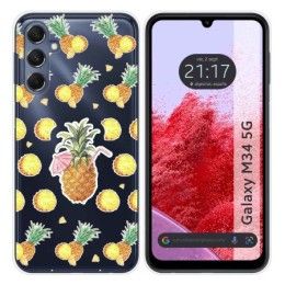 Funda Silicona Transparente para Samsung Galaxy M34 5G diseño Piña Dibujos