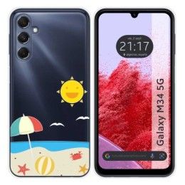 Funda Silicona Transparente para Samsung Galaxy M34 5G diseño Playa Dibujos