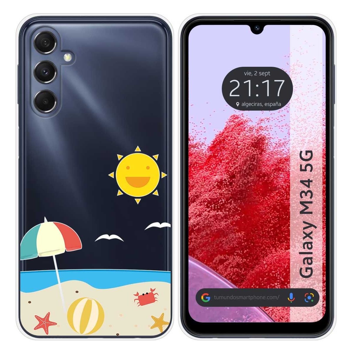 Funda Silicona Transparente para Samsung Galaxy M34 5G diseño Playa Dibujos