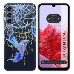 Funda Silicona Transparente para Samsung Galaxy M34 5G diseño Plumas Dibujos