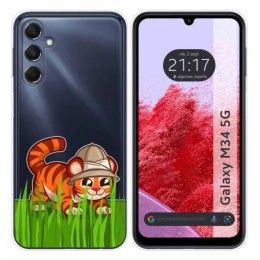 Funda Silicona Transparente para Samsung Galaxy M34 5G diseño Tigre Dibujos