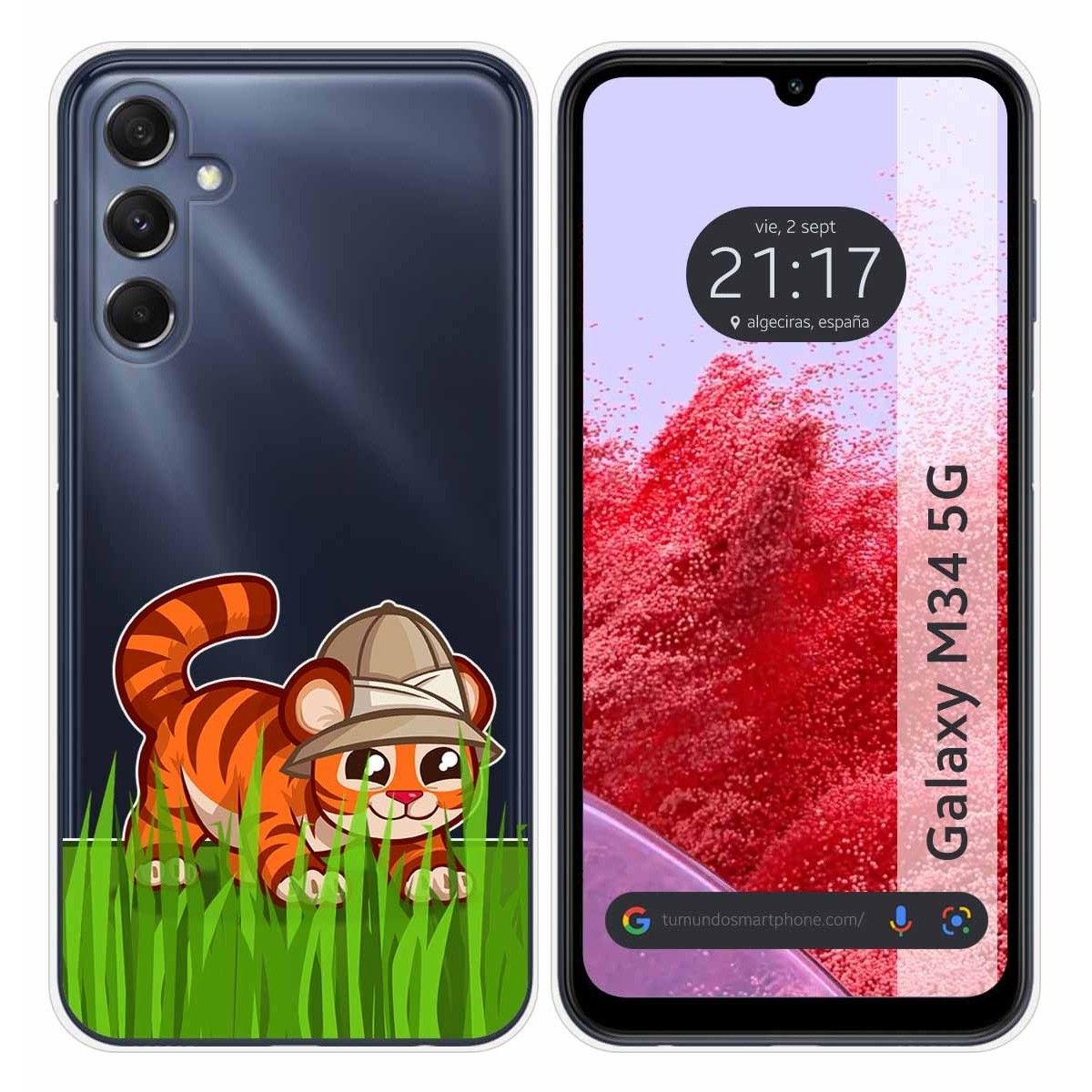 Funda Silicona Transparente para Samsung Galaxy M34 5G diseño Tigre Dibujos