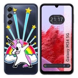 Funda Silicona Transparente para Samsung Galaxy M34 5G diseño Unicornio Dibujos
