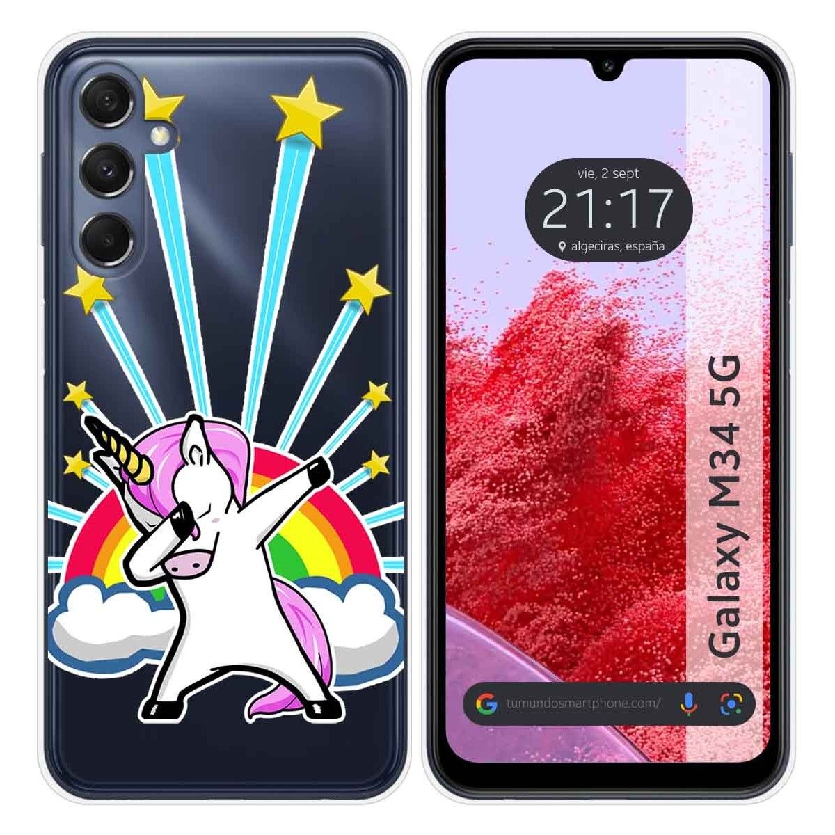 Funda Silicona Transparente para Samsung Galaxy M34 5G diseño Unicornio Dibujos