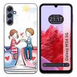 Funda Silicona para Samsung Galaxy M34 5G diseño Café Dibujos