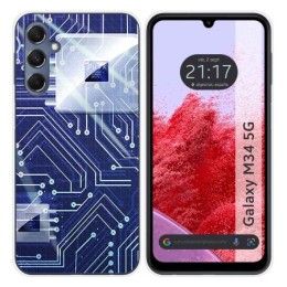 Funda Silicona para Samsung Galaxy M34 5G diseño Circuito Dibujos