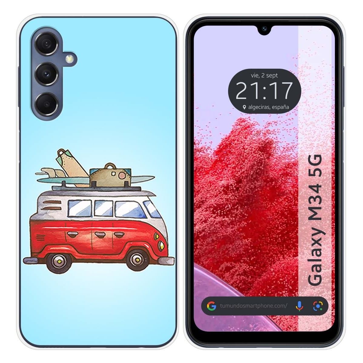 Funda Silicona para Samsung Galaxy M34 5G diseño Furgoneta Dibujos