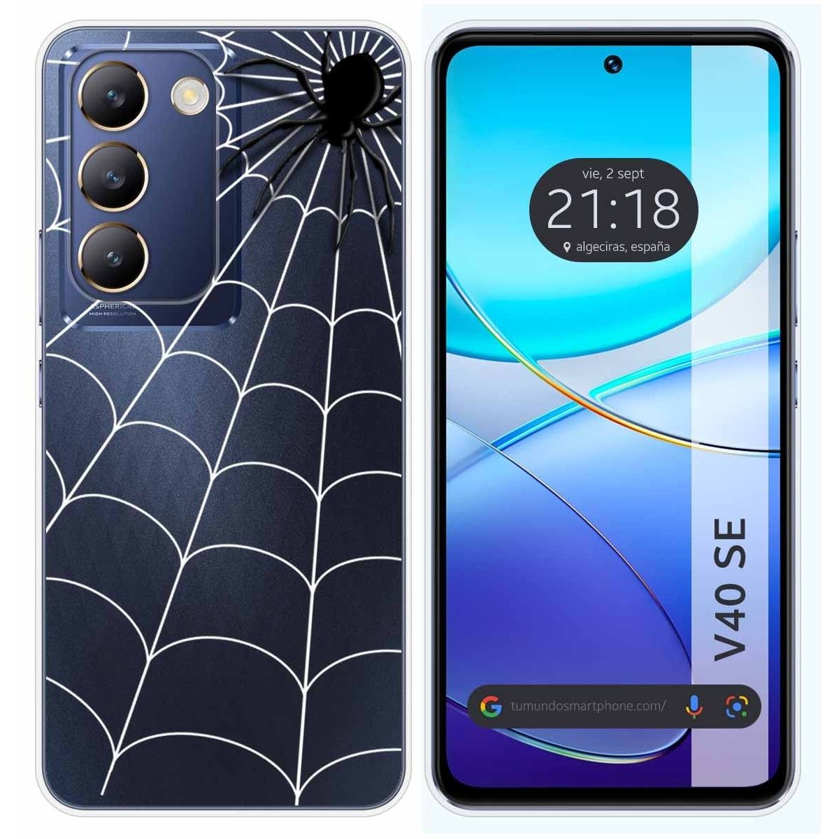 Funda Silicona Transparente para Vivo V40 SE 5G diseño Araña Dibujos