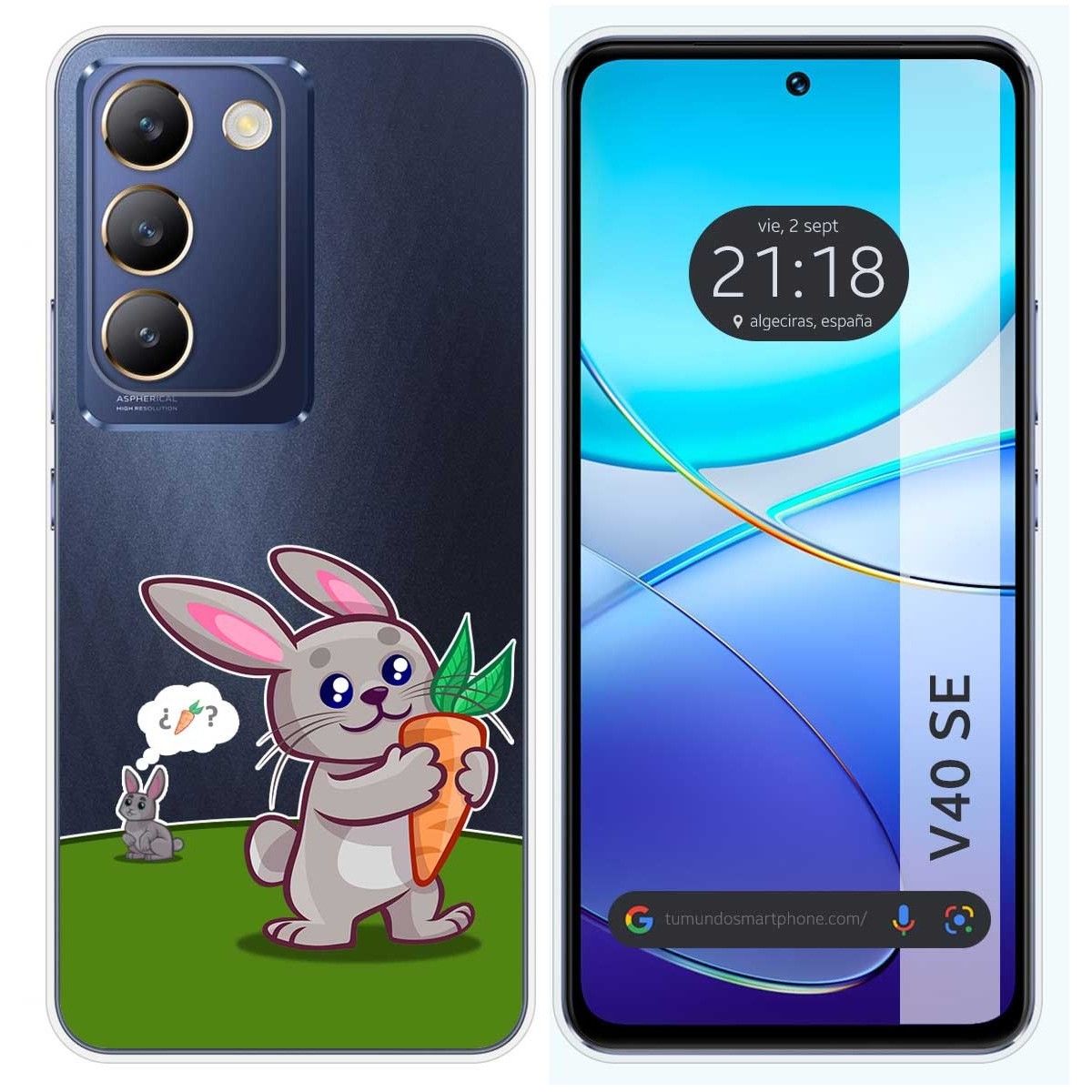 Funda Silicona Transparente para Vivo V40 SE 5G diseño Conejo Dibujos