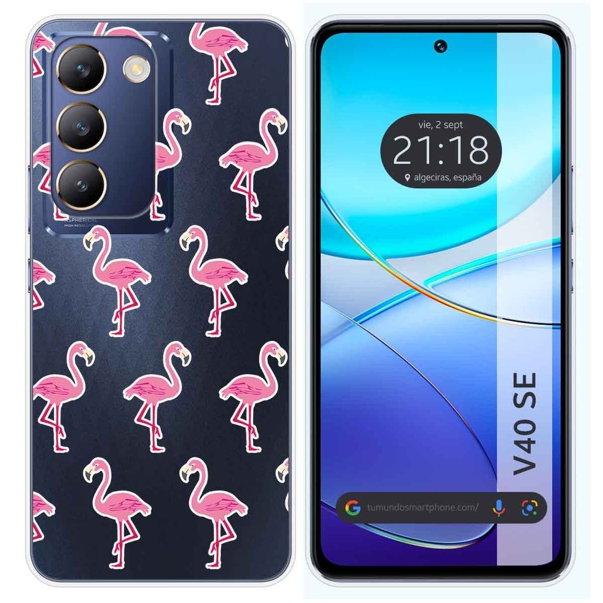 Funda Silicona Transparente para Vivo V40 SE 5G diseño Flamenco Dibujos