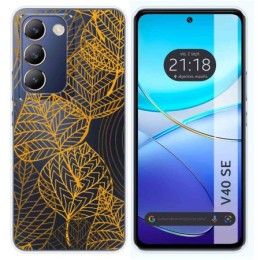 Funda Silicona Transparente para Vivo V40 SE 5G diseño Hojas Dibujos