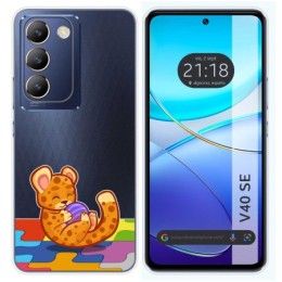 Funda Silicona Transparente para Vivo V40 SE 5G diseño Leopardo Dibujos