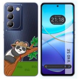 Funda Silicona Transparente para Vivo V40 SE 5G diseño Panda Dibujos