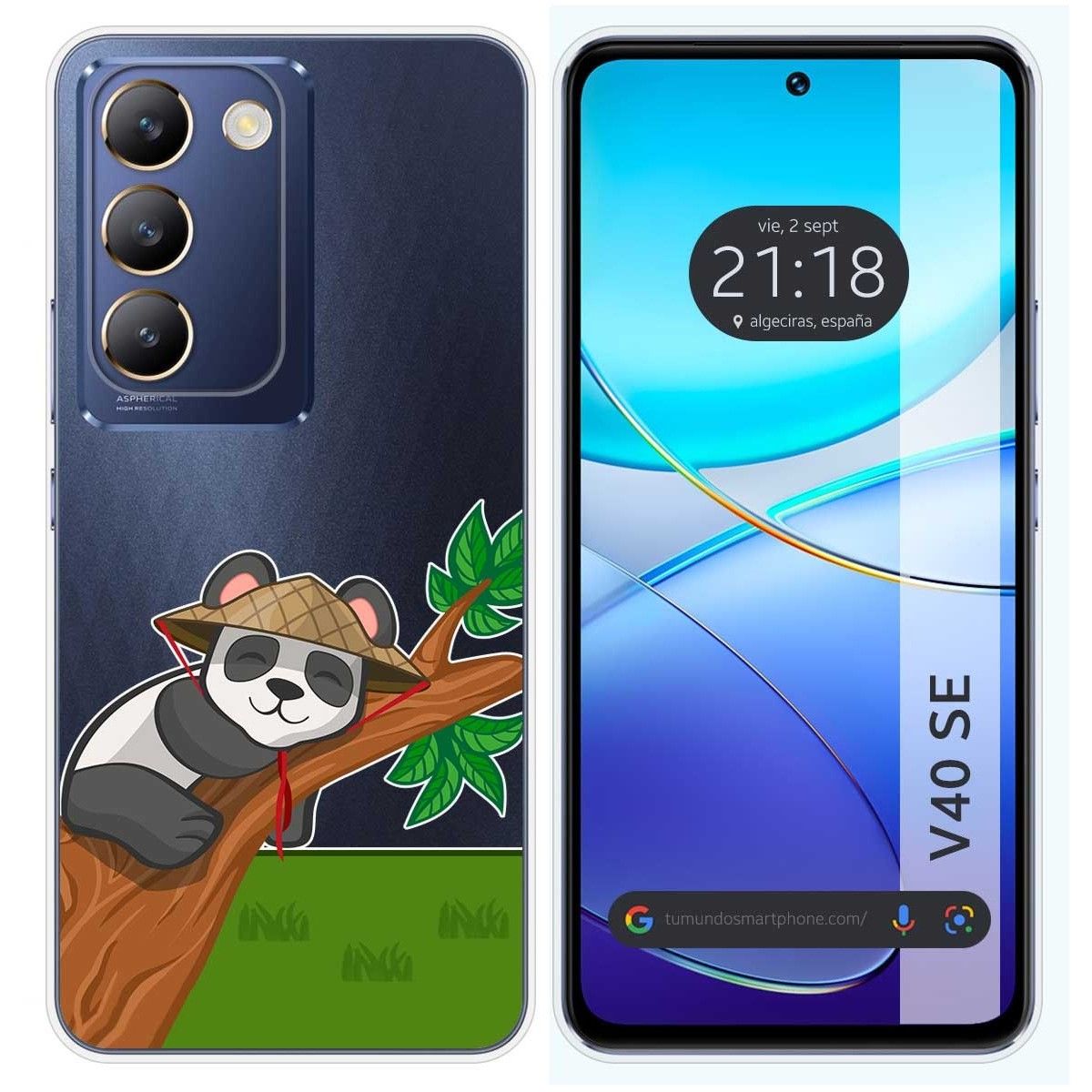 Funda Silicona Transparente para Vivo V40 SE 5G diseño Panda Dibujos