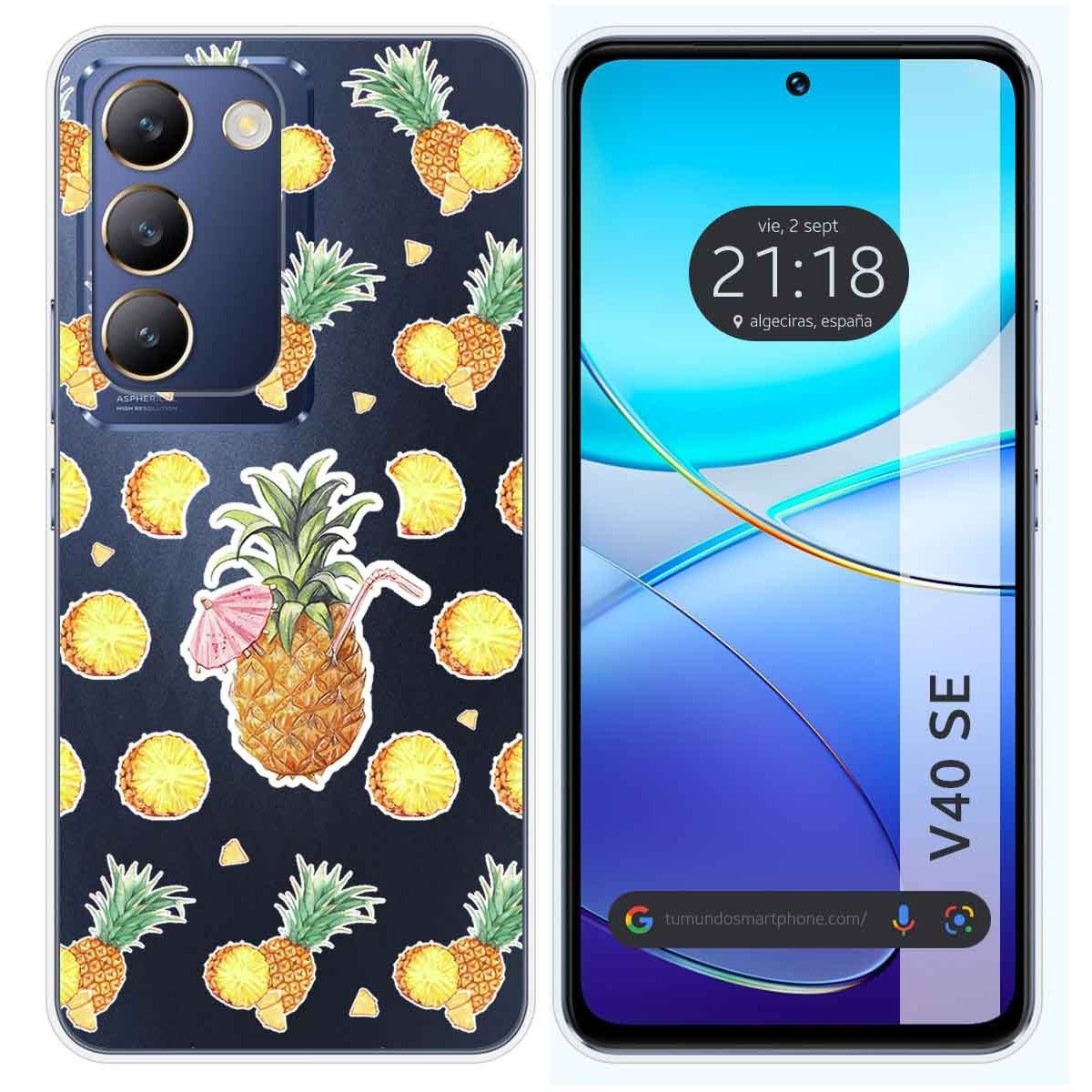 Funda Silicona Transparente para Vivo V40 SE 5G diseño Piña Dibujos