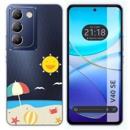 Funda Silicona Transparente para Vivo V40 SE 5G diseño Playa Dibujos