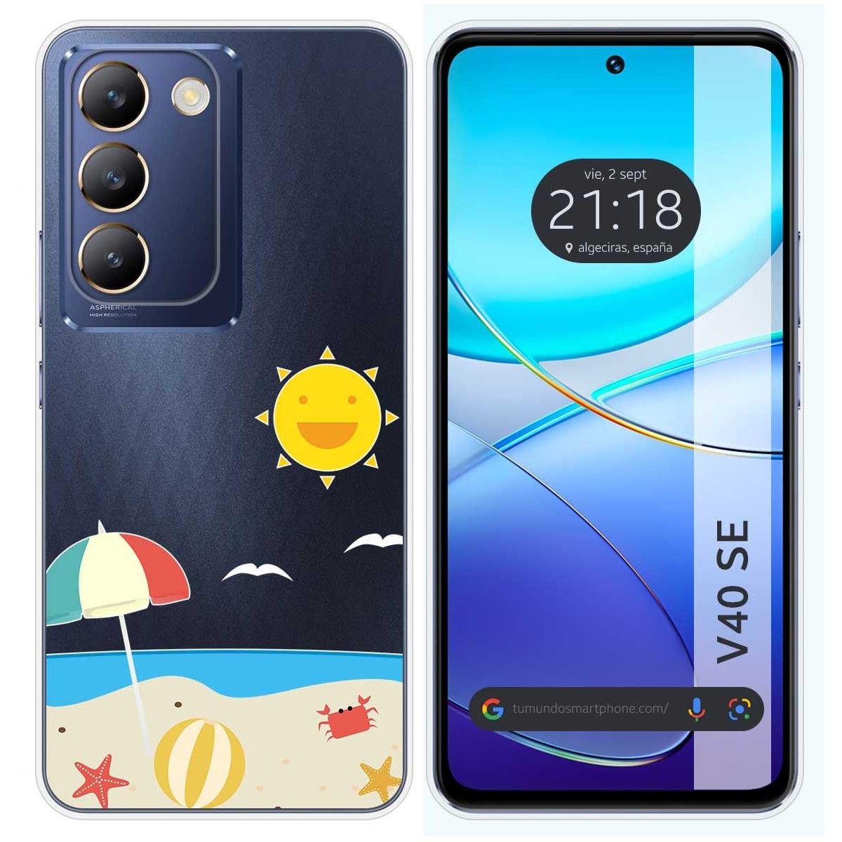 Funda Silicona Transparente para Vivo V40 SE 5G diseño Playa Dibujos