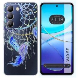 Funda Silicona Transparente para Vivo V40 SE 5G diseño Plumas Dibujos