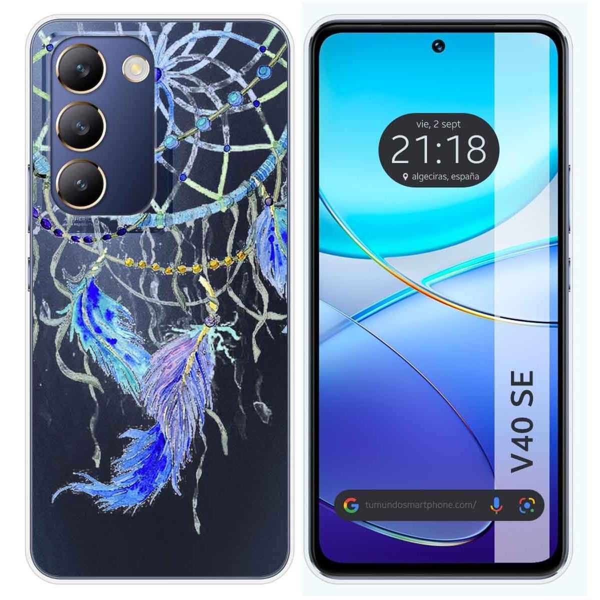 Funda Silicona Transparente para Vivo V40 SE 5G diseño Plumas Dibujos