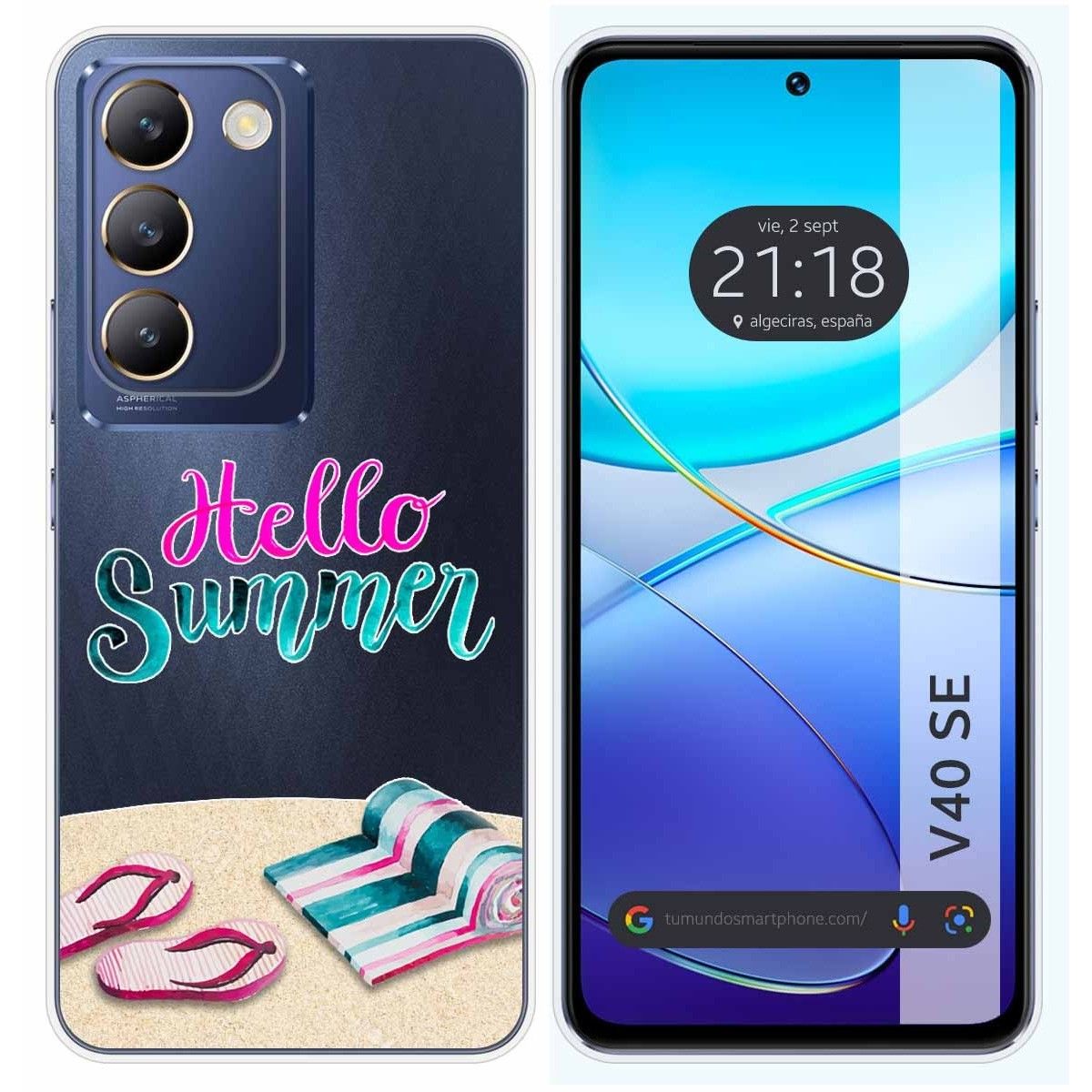Funda Silicona Transparente para Vivo V40 SE 5G diseño Summer Dibujos