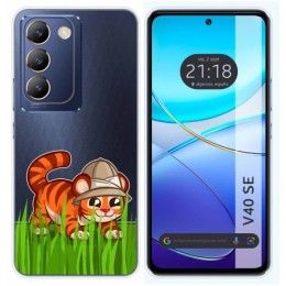 Funda Silicona Transparente para Vivo V40 SE 5G diseño Tigre Dibujos