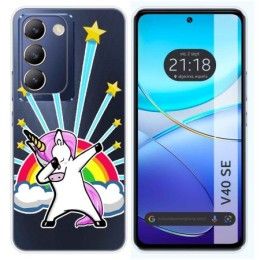 Funda Silicona Transparente para Vivo V40 SE 5G diseño Unicornio Dibujos