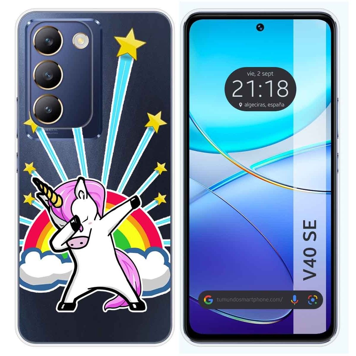 Funda Silicona Transparente para Vivo V40 SE 5G diseño Unicornio Dibujos