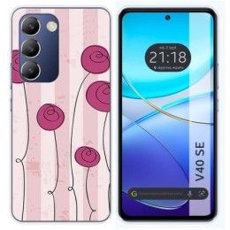 Funda Silicona para Vivo V40 SE 5G diseño Flores Vintage Dibujos