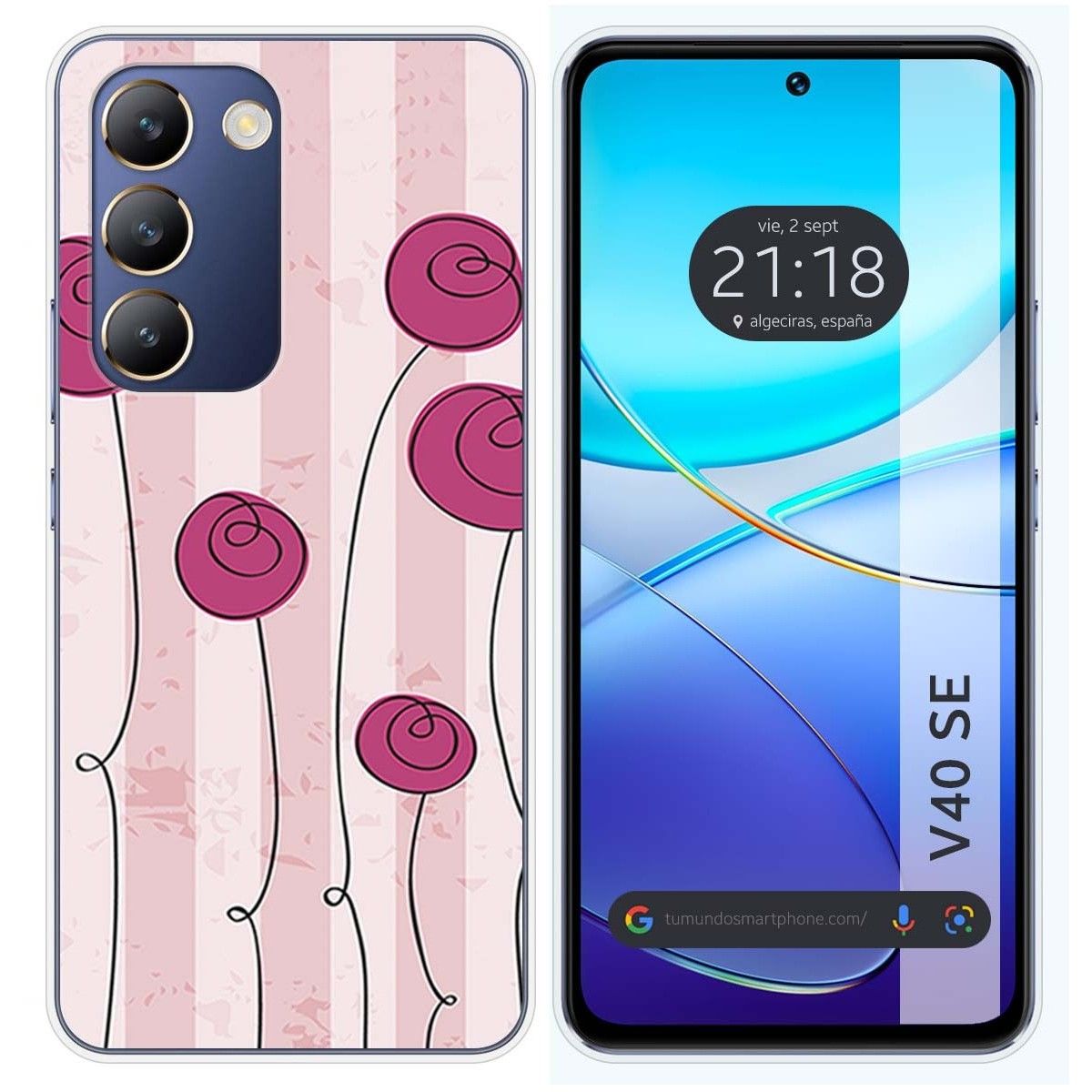 Funda Silicona para Vivo V40 SE 5G diseño Flores Vintage Dibujos
