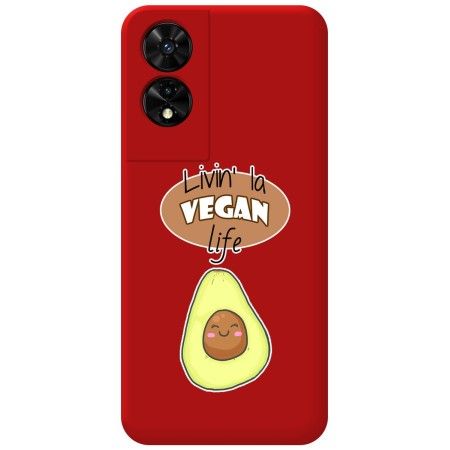 Funda Silicona Líquida Roja para TCL 505 diseño Vegan Life Dibujos
