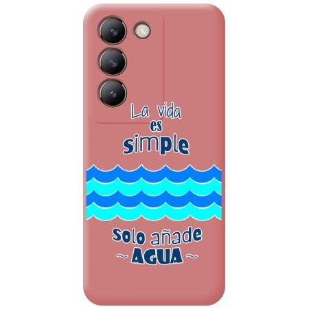 Funda Silicona Líquida Rosa para Vivo V40 SE 5G diseño Agua Dibujos