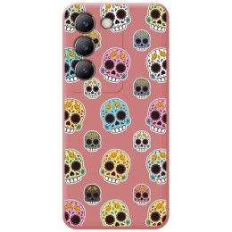 Funda Silicona Líquida Rosa para Vivo V40 SE 5G diseño Catrina Dibujos