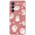 Funda Silicona Líquida Rosa para Vivo V40 SE 5G diseño Cerdos Dibujos