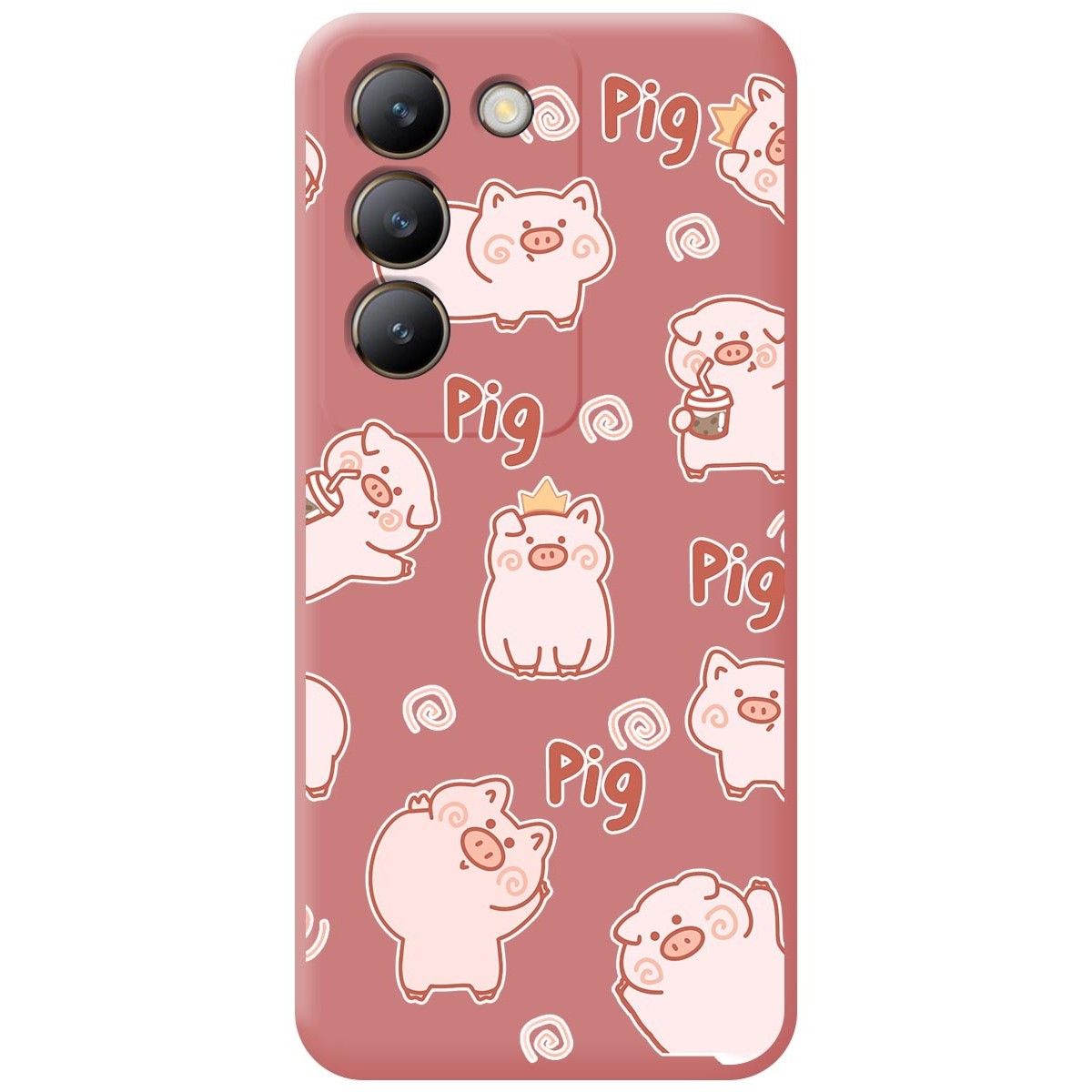 Funda Silicona Líquida Rosa para Vivo V40 SE 5G diseño Cerdos Dibujos