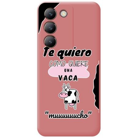 Funda Silicona Líquida Rosa para Vivo V40 SE 5G diseño Vaca Dibujos