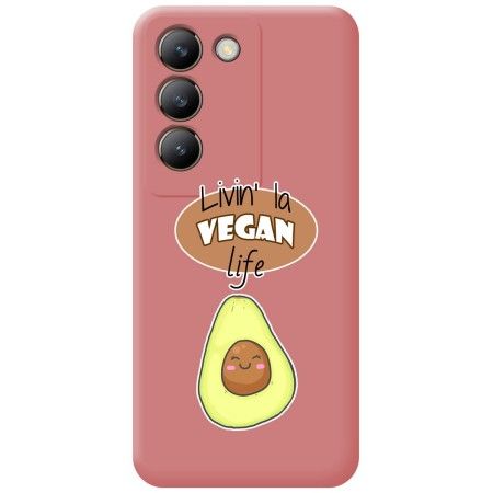 Funda Silicona Líquida Rosa para Vivo V40 SE 5G diseño Vegan Life Dibujos