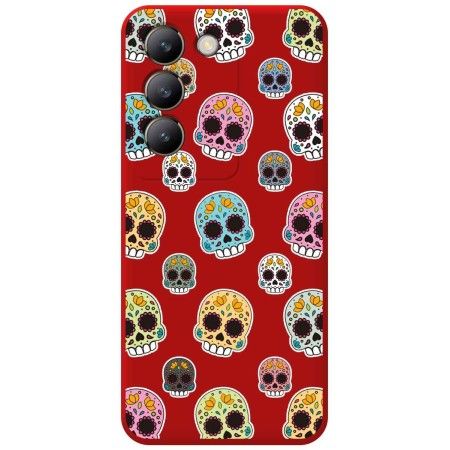 Funda Silicona Líquida Roja para Vivo V40 SE 5G diseño Catrina Dibujos