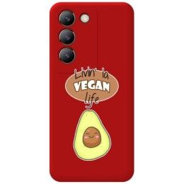 Funda Silicona Líquida Roja para Vivo V40 SE 5G diseño Vegan Life Dibujos