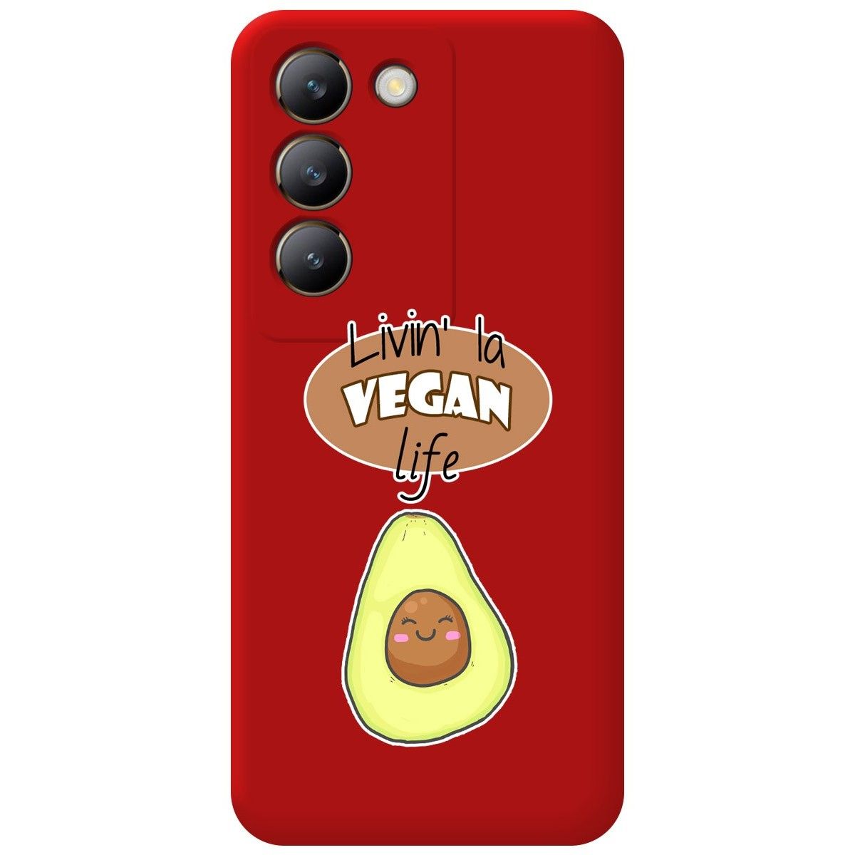 Funda Silicona Líquida Roja para Vivo V40 SE 5G diseño Vegan Life Dibujos