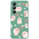 Funda Silicona Líquida Verde para Vivo V40 SE 5G diseño Cerdos Dibujos