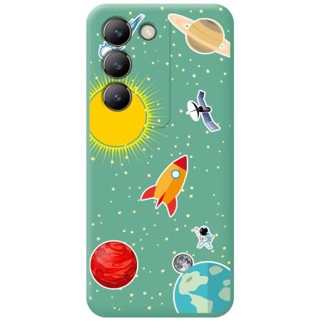 Funda Silicona Líquida Verde para Vivo V40 SE 5G diseño Espacio Dibujos