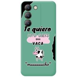 Funda Silicona Líquida Verde para Vivo V40 SE 5G diseño Vaca Dibujos