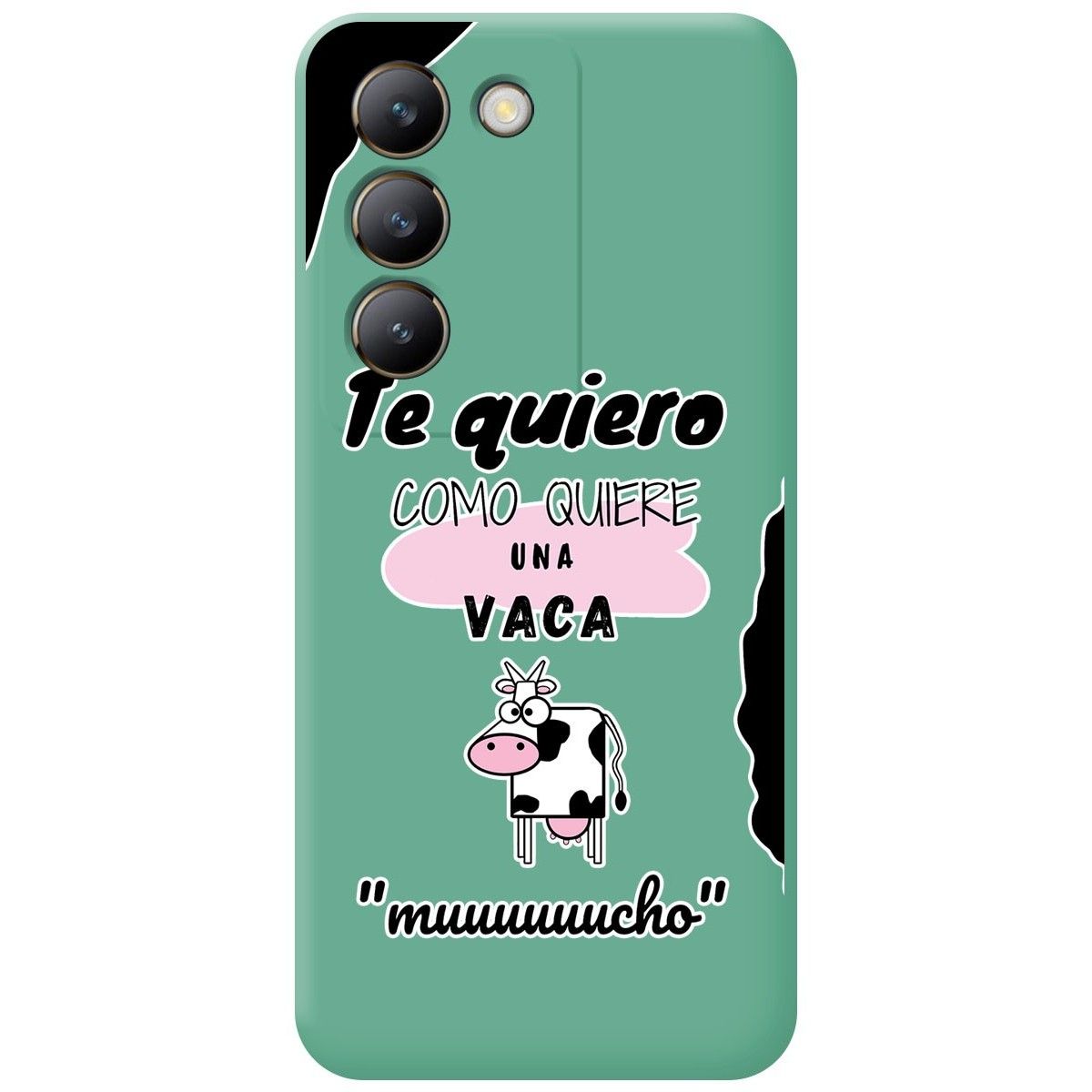 Funda Silicona Líquida Verde para Vivo V40 SE 5G diseño Vaca Dibujos
