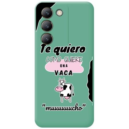 Funda Silicona Líquida Verde para Vivo V40 SE 5G diseño Vaca Dibujos