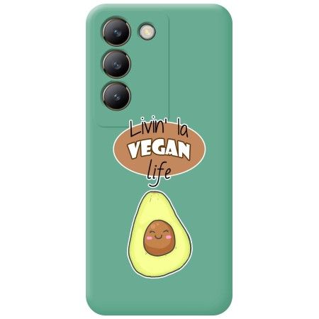 Funda Silicona Líquida Verde para Vivo V40 SE 5G diseño Vegan Life Dibujos