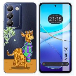 Funda Silicona Transparente para Vivo V40 SE 5G diseño Jirafa Dibujos