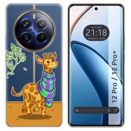 Funda Silicona Transparente para Realme 12 5G / 12x 5G diseño Jirafa Dibujos